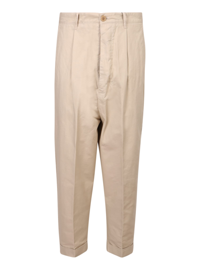 Shop Ami Alexandre Mattiussi Cropped Tapered Trousers In Beige