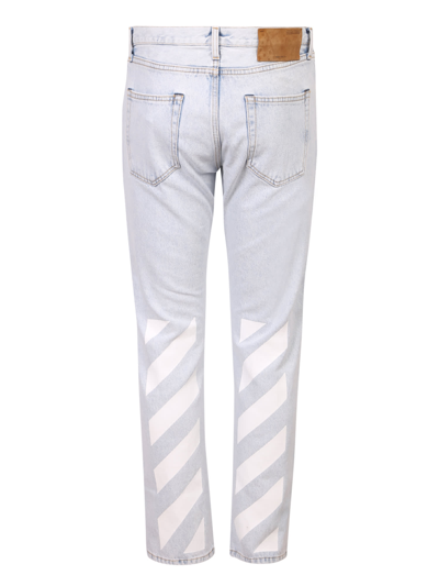 Off-white Logo Print Slim Jeans In Blue