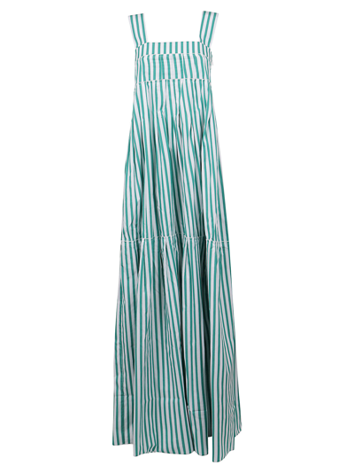 Shop Plan C Long Dress In Clover Green Ivory Stripe
