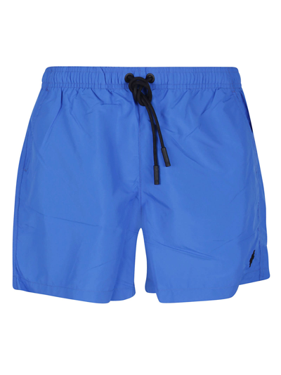 Shop Marcelo Burlon County Of Milan Cross Swimming Short In Blue Black