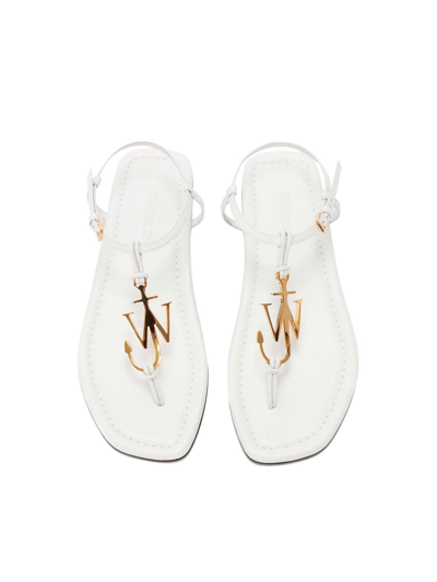 Shop Jw Anderson Logo Flat Sandals In White