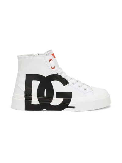 Shop Dolce & Gabbana White Sneakers Leather In Bianco+nero