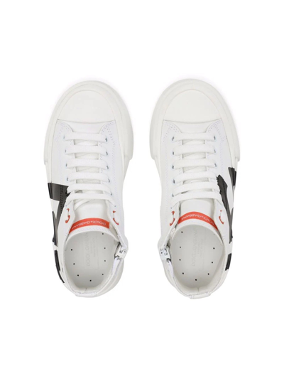 Shop Dolce & Gabbana White Sneakers Leather In Bianco+nero