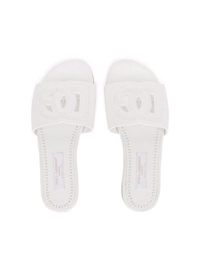 Shop Dolce & Gabbana White Leather Sandals In Bianco