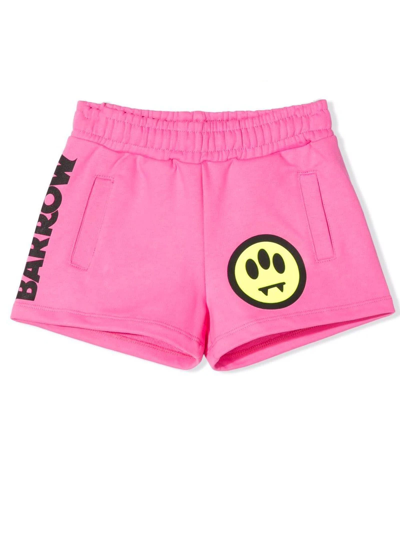 Shop Barrow Pink Cotton Track Shorts In Rosa