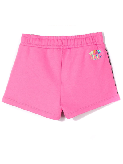 Shop Barrow Pink Cotton Track Shorts In Rosa