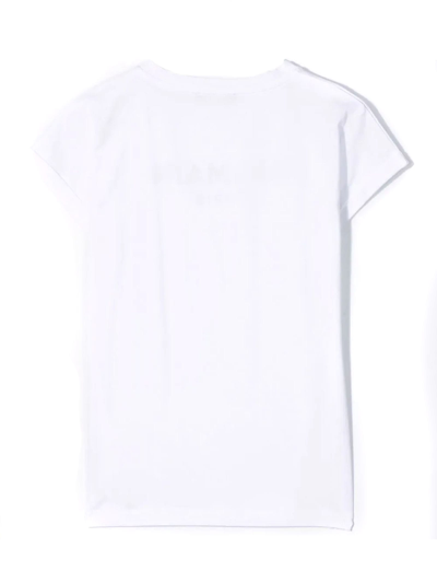 Shop Balmain White Cotton Tshirt In Bianco