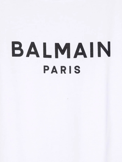 Shop Balmain White Cotton Tshirt In Bianco