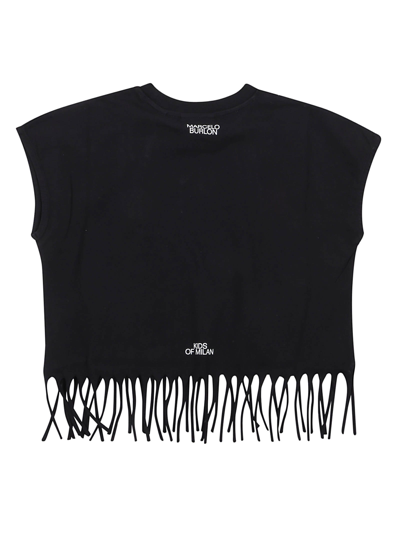 Shop Marcelo Burlon County Of Milan Feathers Necklace Fringe Top In Black Multi