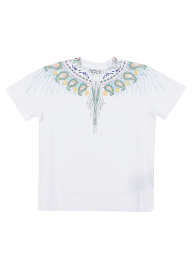 Shop Marcelo Burlon County Of Milan Bandana Wings T-shirt S/s In White Gree