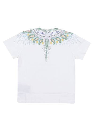Shop Marcelo Burlon County Of Milan Bandana Wings T-shirt S/s In White Gree
