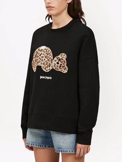 Shop Palm Angels Leopard-print Bear Sweatshirt In Black