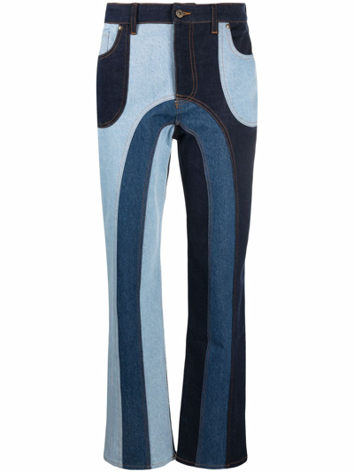 Chloe Recycled Denim Patchwork Wide-Leg Jeans - Bergdorf Goodman