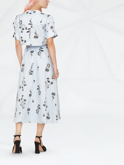 Self-portrait Silhouette Organic Cotton Midi Dress In Blue