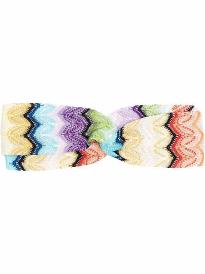 Shop Missoni Chevron-knit Twist-detail Headband In Gelb