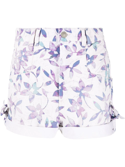 Shop Isabel Marant Floral-print Denim Shorts In White
