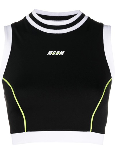 Shop Msgm Active Logo-print Sports Bra Top In Black