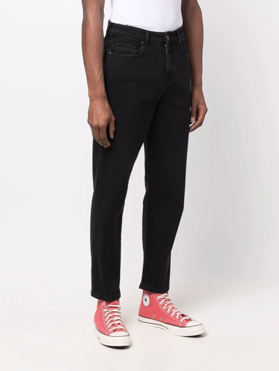 Shop Vision Of Super Paint-print Tapered Jeans In Black