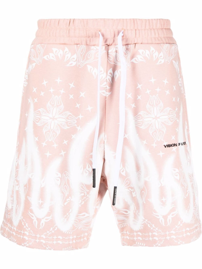 Shop Vision Of Super Bandana-print Track Shorts In Pink
