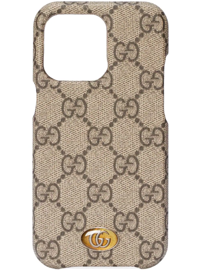 Shop Gucci Ophidia Iphone 13 Pro Case In Braun