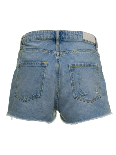 Shop Icon Denim Woman's Sam Denim Shorts With Ripped Details In Blu