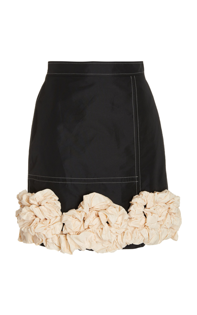 Shop Ganni Women's Tafetta Embellished Mini Skirt In Black