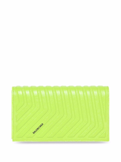 Shop Balenciaga Car Hybrid Strap Wallet In Yellow