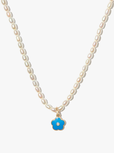 Shop Alison Lou 14kt Yellow Gold Diamond And Pearl Necklace