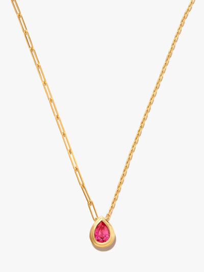 Shop Yvonne Léon 9kt Yellow Gold Crystal Necklace