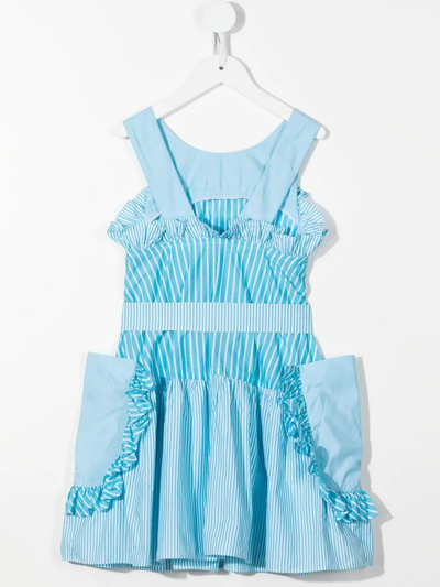 Shop Emporio Armani Stripe-detail Sleeveless Dress In Blue