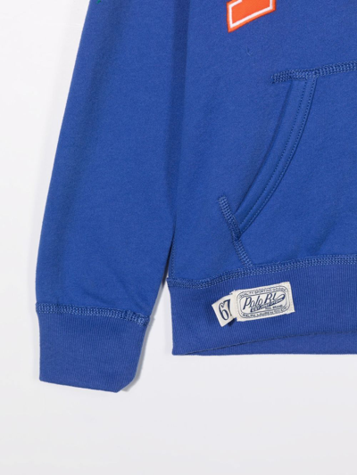 Shop Ralph Lauren Logo-print Zip-up Hoodie In Blue