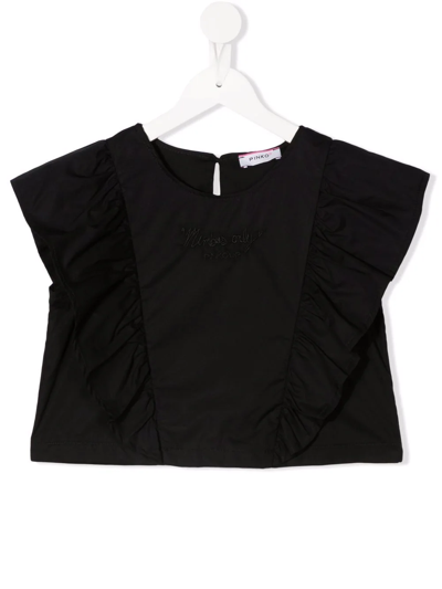 Shop Pinko Ruched Detail Top In Black