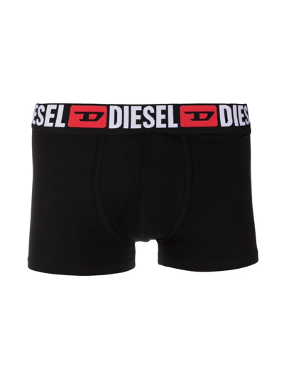 Shop Diesel 3-pack Logo-waistband Boxer Shorts In Black