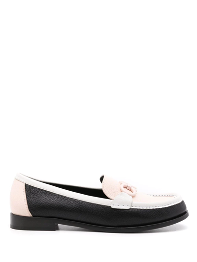 Ferragamo Multicoloured Leather Gancini Loafers In Black