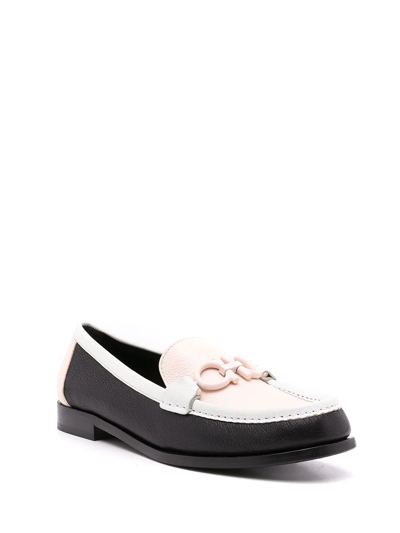Ferragamo Multicoloured Leather Gancini Loafers In Black