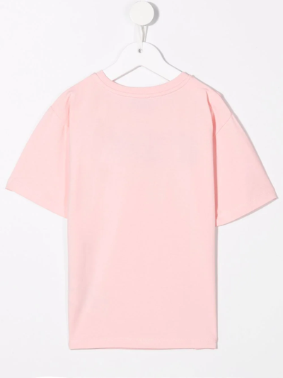 Shop Moschino Embroidered-logo Embellished T-shirt In Pink