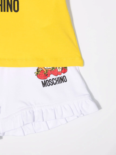 Shop Moschino Ruffle-trim Track Shorts In Yellow