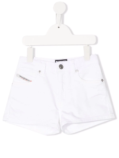 Shop Diesel Logo-patch Detail Shorts In White