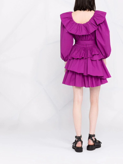 Shop Ulla Johnson Giselle Ruffle-detail Dress In Purple
