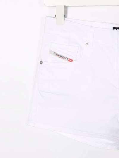 Shop Diesel Logo-patch Detail Shorts In White