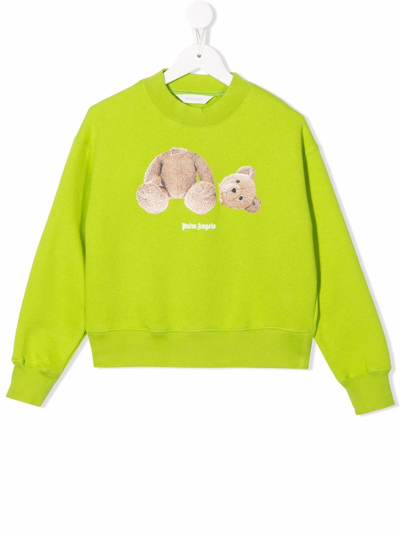 Shop Palm Angels Bear-print Sweatshirt In Green