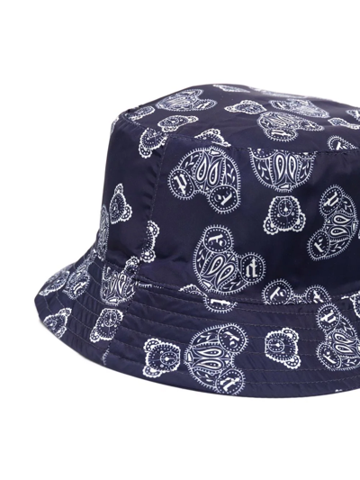 Shop Palm Angels Bear-print Bucket Hat In Blue