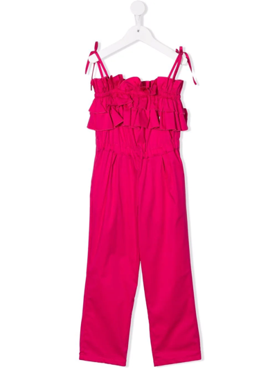 Shop Msgm Ruffled Straight-leg Jumpsuit In Pink