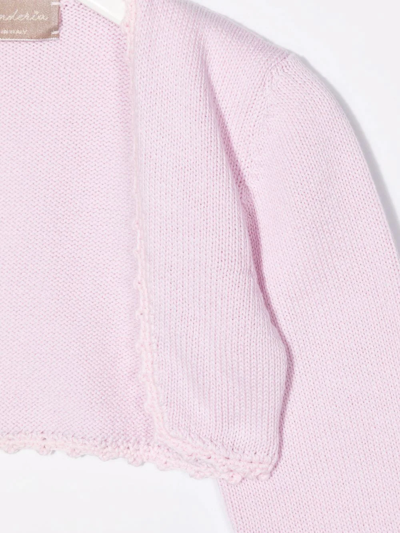 Shop La Stupenderia Knitted Cropped Cardigan In Pink
