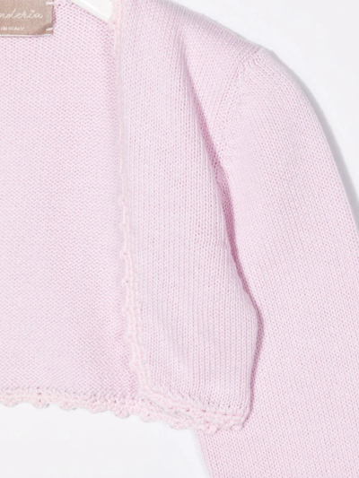 La Stupenderia Knitted Cropped Cardigan In Pink