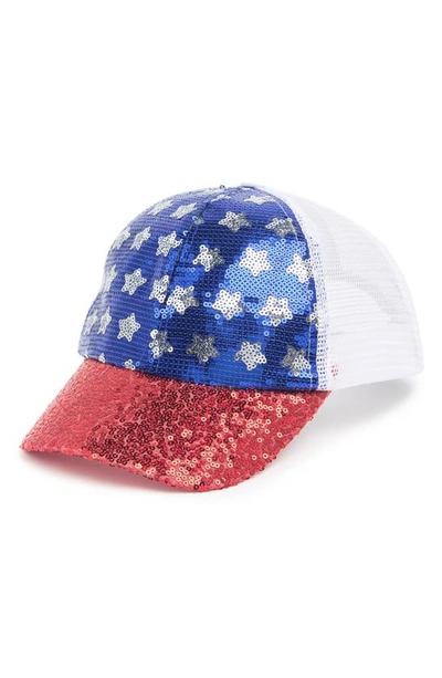 Shop Collection Xiix Sequin Star Baseball Cap In Red