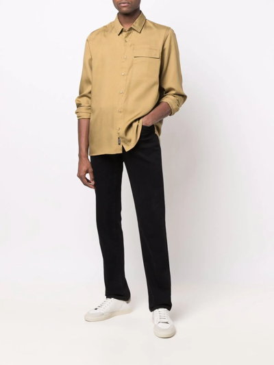 Shop Calvin Klein Chest-pocket Button-down Shirt In Brown