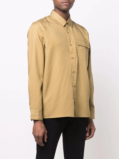 Shop Calvin Klein Chest-pocket Button-down Shirt In Brown