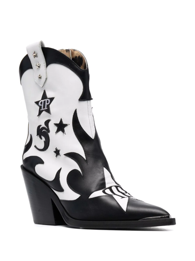 Shop Philipp Plein Mid-heel Star Cowboy Boots In Black