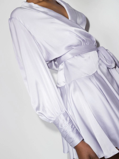 Shop Zimmermann Silk Wrapped Midi Dress In Purple